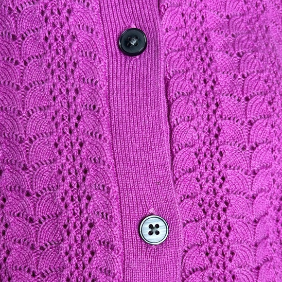 Boden Tia Pointelle Ruffle Frilled Cardigan Sweater Pink coquette Cottagecore - Picture 8 of 11